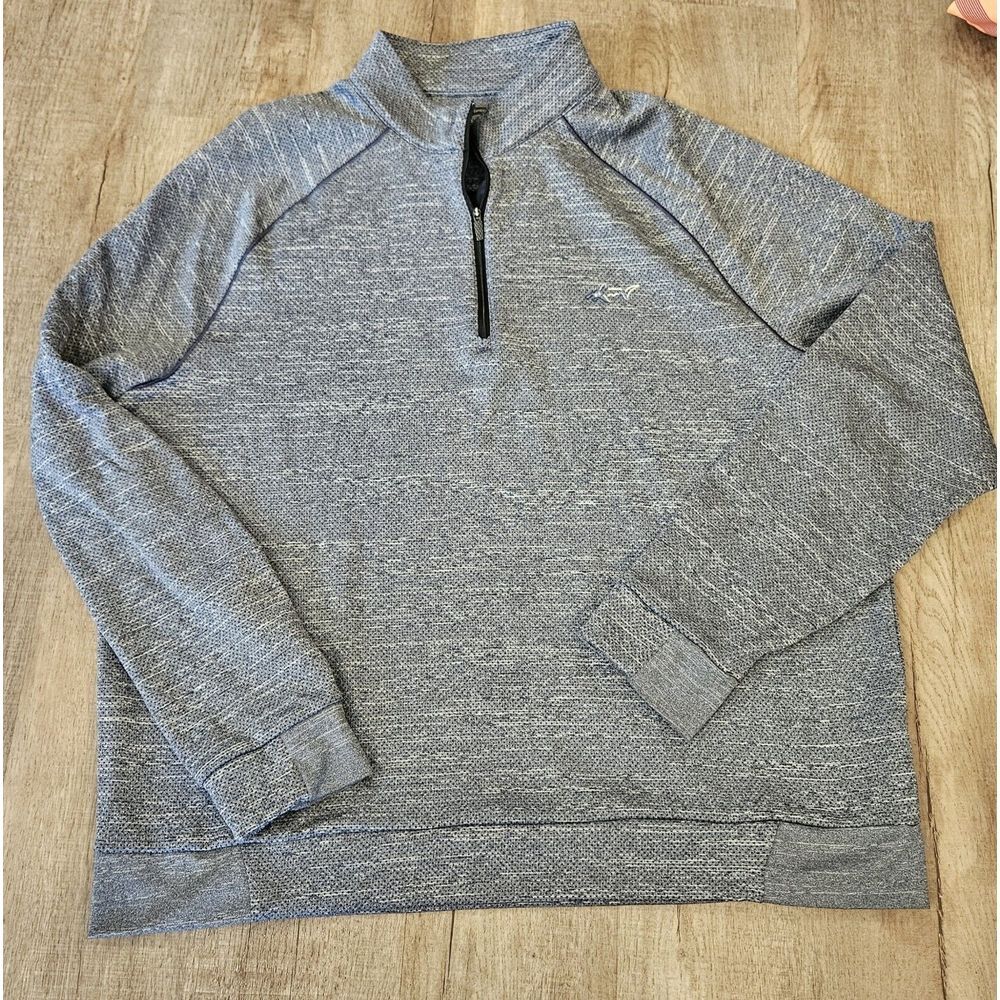 Greg Norman Sweater Men‎ XL Heather Blue Fleece Lined Quarter Zip Pullover